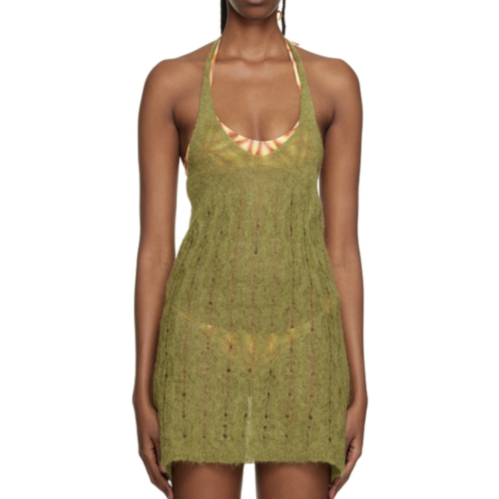 Gimaguas Green Anaconda Mini Dress NWT